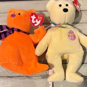 Ty Plush Bears Orange and Cream Set